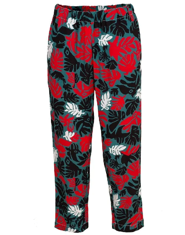 Palm Print Pant Casual Skinny Fit Pants