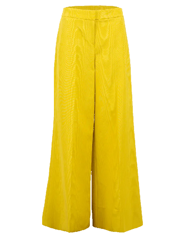 Wide Leg Moire Pant Fashionable Button-Up Pants