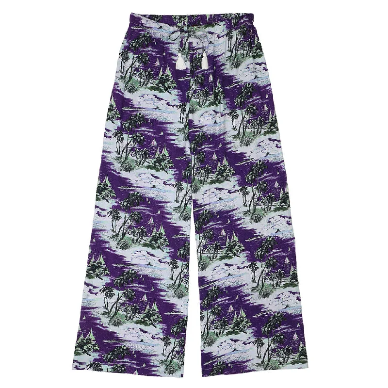 TROPICALI Womens  Hawaiian Pants - Purple Boats Casual Yoga Pants
