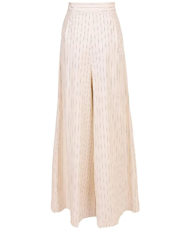 Pinstripe Palazzo Pant Chic Wool Trousers