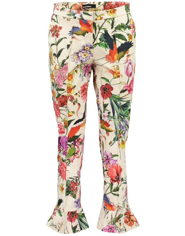 Florence Floral Print Pant Chic Wool Trousers