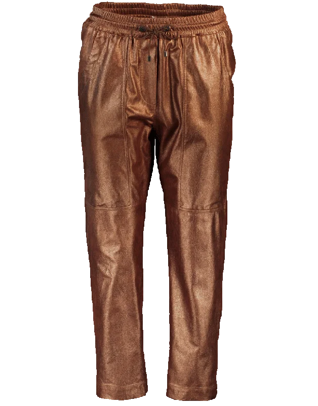 Metallic Jogger Pant Comfy Zip-Up Pants