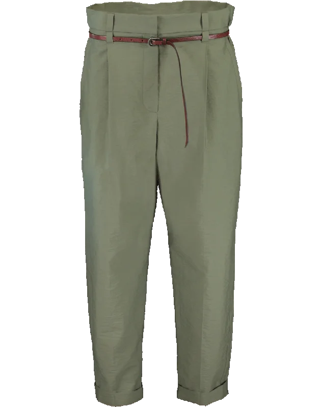 Monili Belted Cotton Paper Bag Pant Trendy Palazzo Pants