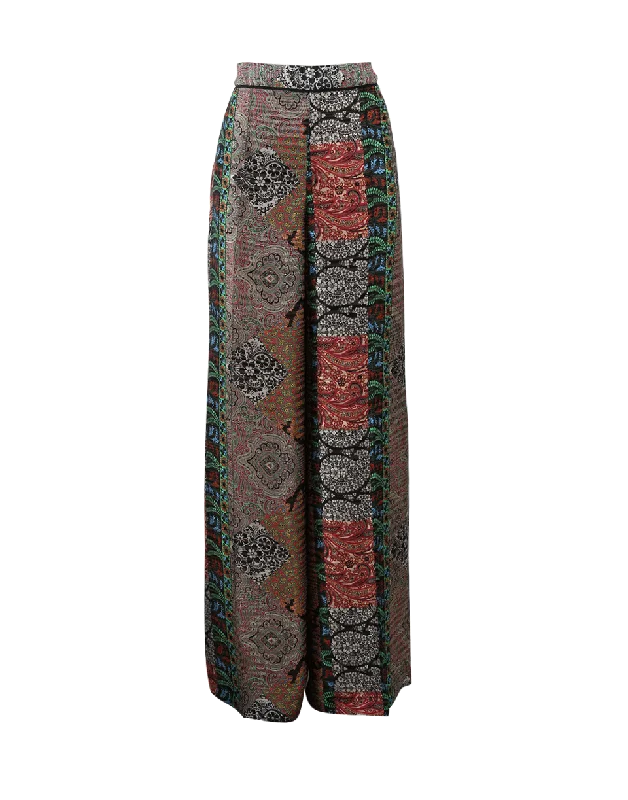 Paisley Patch Pant Elegant Wool Trousers