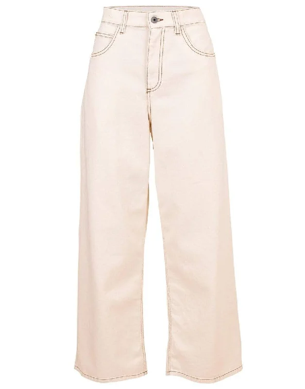 Wide Leg Denim Pant Cozy Full-Length Pants