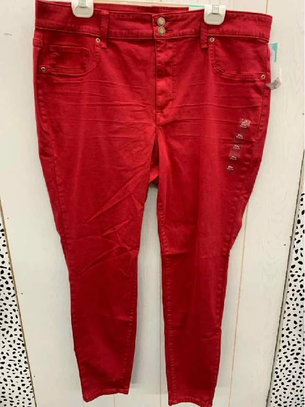 Maurices Red Womens Size 20W Pants Trendy High-Waist Trousers