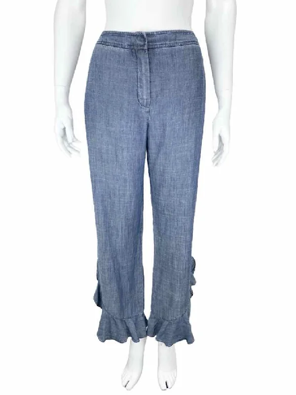 Trina Turk Women's Zacatecas Ruffled Pants Chamray Blue Size 8 (may run big) Comfortable Fleece Pants Trina Turk Women's Zacatecas Ruffled Pants Chamray Blue Size 8 (may run big) Comfortable Fleece Pants