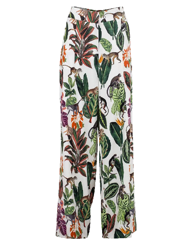 Jungle Print Pant Classic Bootcut Trousers