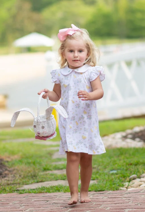 Easter Floral A line Girls Dress Pima Cotton