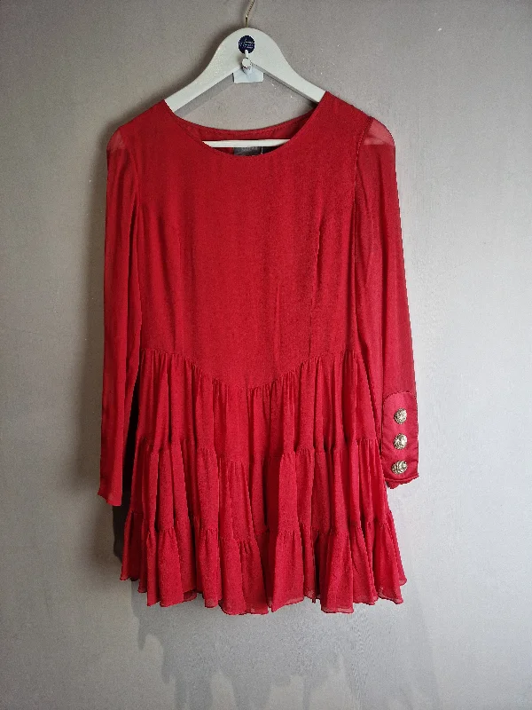 Saloni Red silk dress - size 10