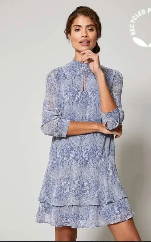 Mint Velvet Ada blue tiered  ruffle dress - size 10