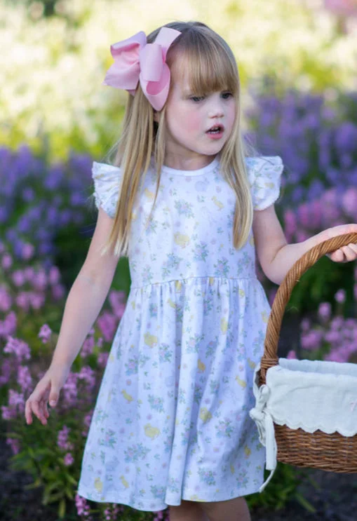 Easter Floral Girls dress Pima Cotton