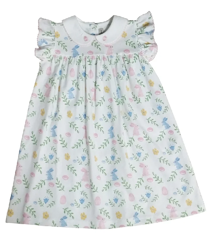Girl's Float Dress Easter floral with Bunnies