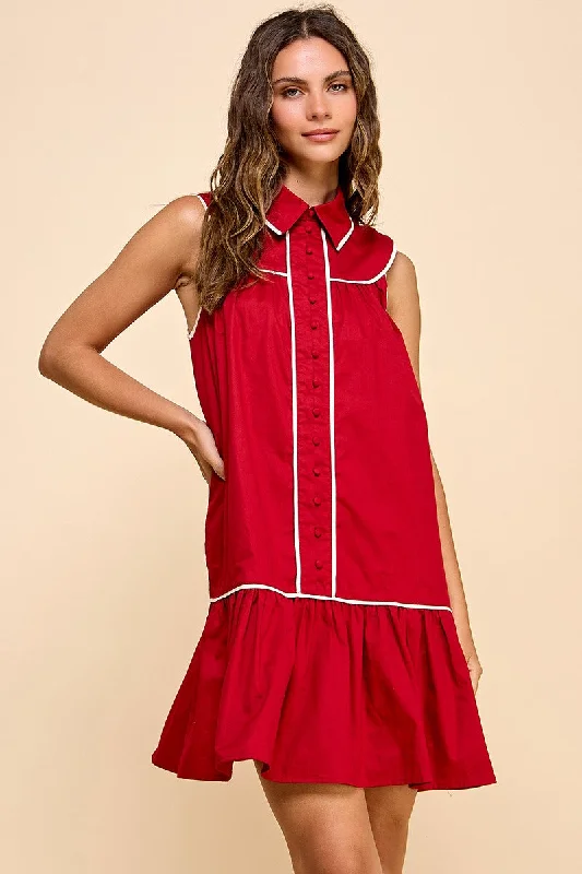 Vickie Dress - Crimson - FINAL SALE