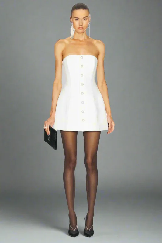 Sans Faff Laurent Mini Button Dress in White