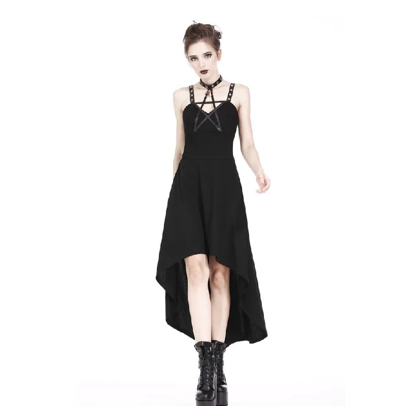 Women's Goth Holter Neck High-low Slip Dress