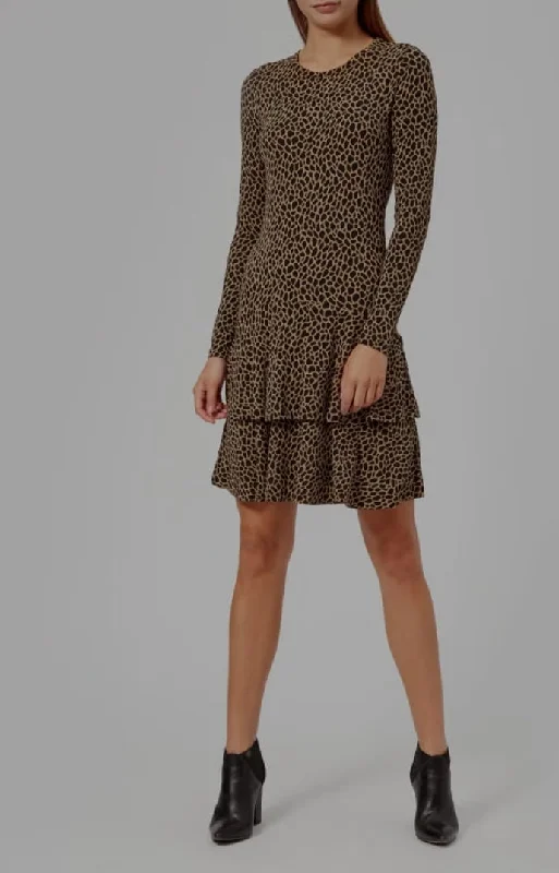 Michael Kors animal print tiered dress, new - Medium