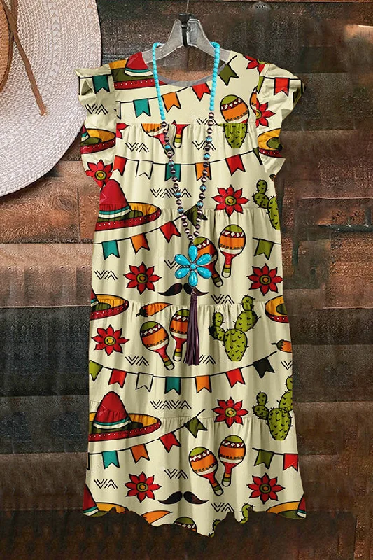 Vintage Western Cactus Floral Dress