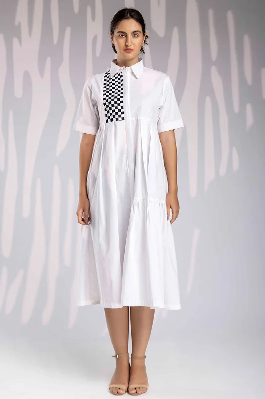 Matted Long Dress - White