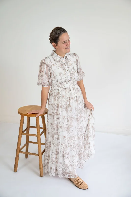 Winchester Floral Dress in Creme Coconut