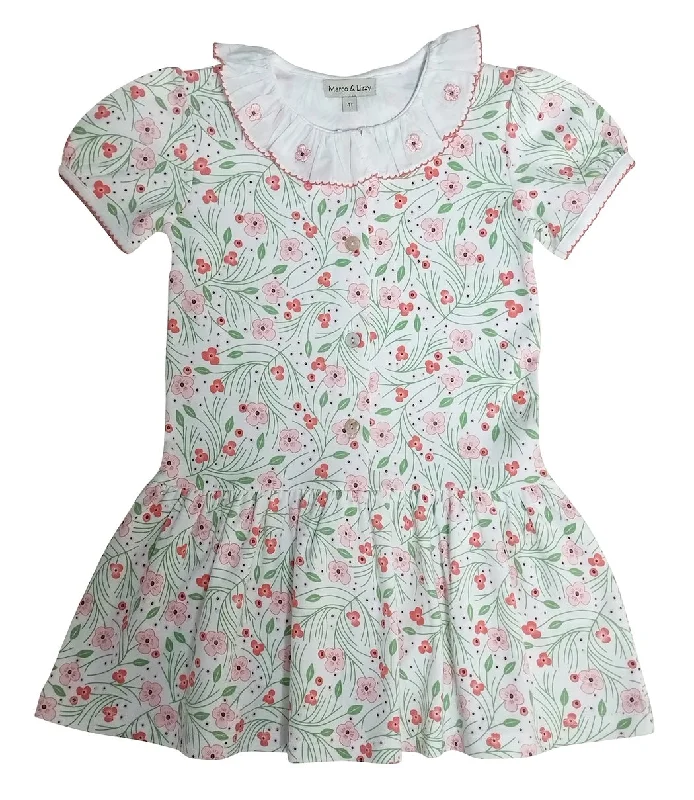 Cherry Blossoms Girl's Dropped Waist Dress