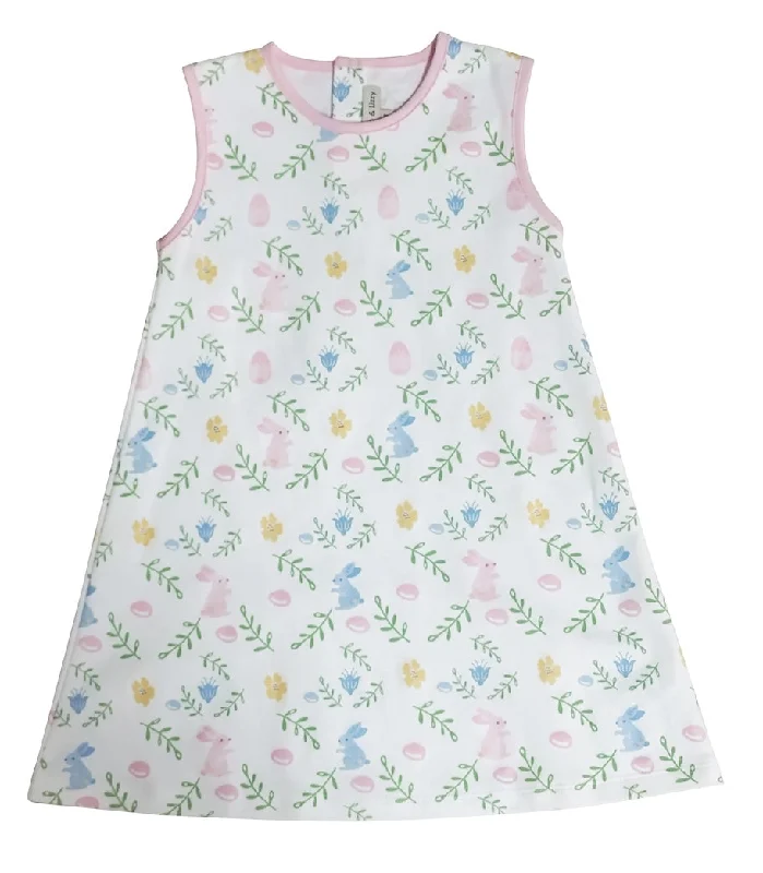 Girl's A line Dress Easter Floral With Bunnies
