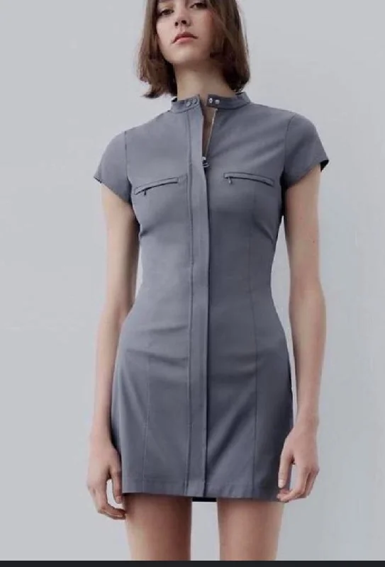 Zara grey utility dress, new with tags  - Medium