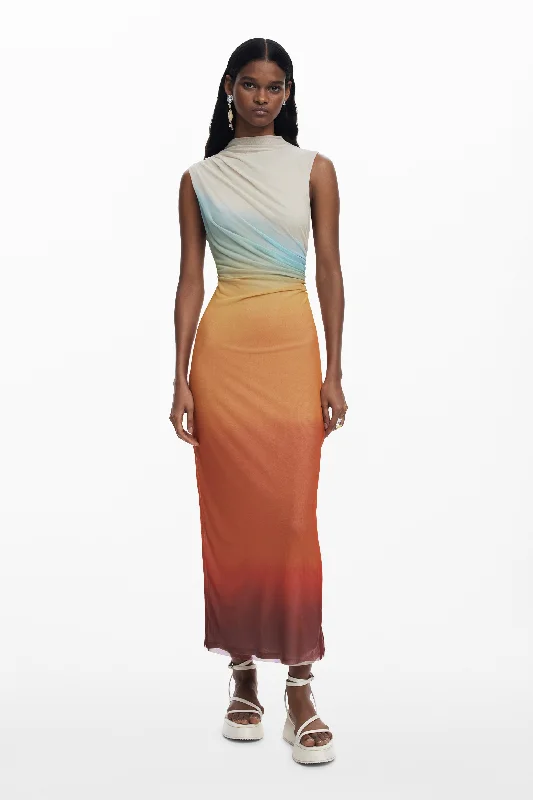 Ruched Dress - Orange