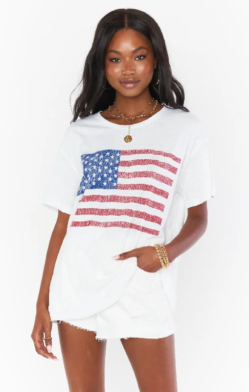 Cooper Tee ~ American Flag Graphic Striped Floral Plaid