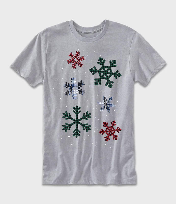 Flannel Snowflakes Graphic T-Shirt Boxy Fit Fitted Loose