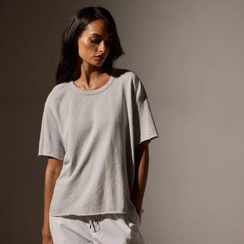 French Terry Boxy Short Sleeve Tee - Salt Pigment Elegant Classic Vintage