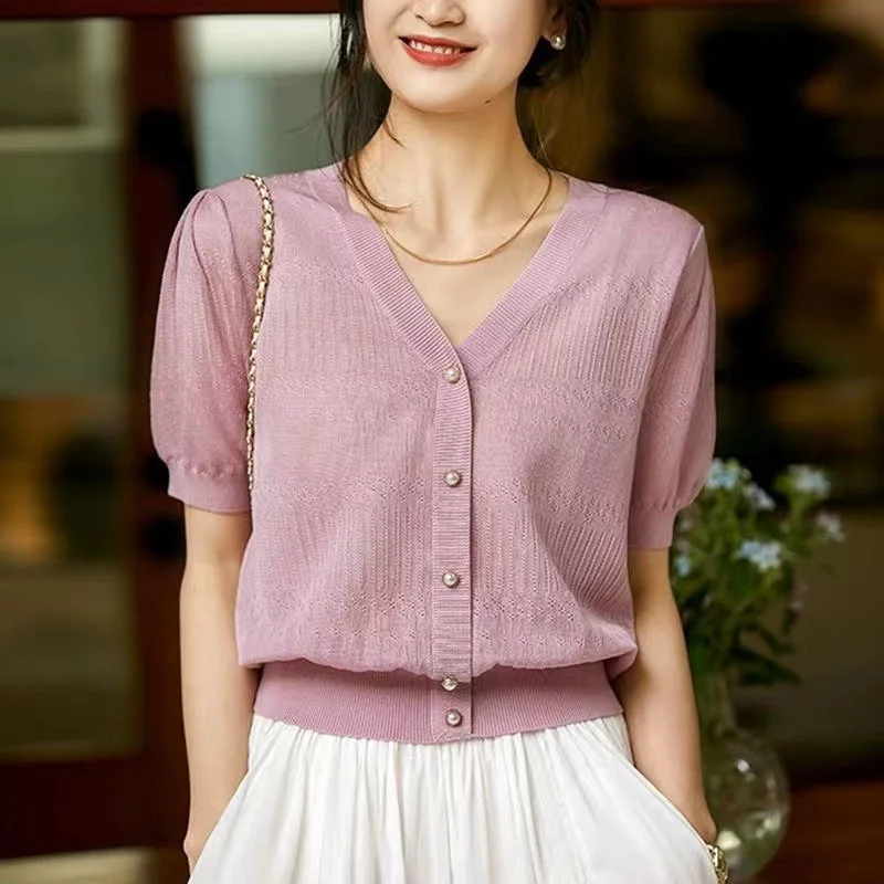 NiDELL Free Shipping Women's . Summer New Pullover Short-Sleeved Sweater Fashionable Temperament V-neck T-shirt Notch Collar Peter Pan Collar Cowl Neck NiDELL Free Shipping Women's . Summer New Pullover Short-Sleeved Sweater Fashionable Temperament V-neck T-shirt Notch Collar Peter Pan Collar Cowl Neck