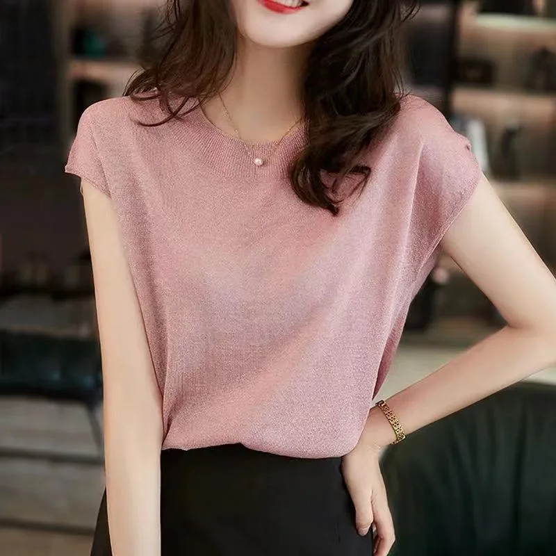 NiDELL Short Sleeve T-shirt Women's Summer Wear . New Small Batwing Sleeve Ice Silk Sweater Korean Style Pure Color Trendy Top Nylon Fabric Polyester Fabric Spandex Fabric NiDELL Short Sleeve T-shirt Women's Summer Wear . New Small Batwing Sleeve Ice Silk Sweater Korean Style Pure Color Trendy Top Nylon Fabric Polyester Fabric Spandex Fabric