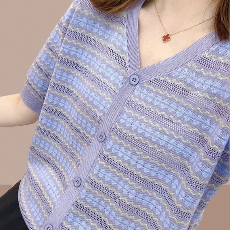 NiDELL Summer . Women's New Women's Short Sleeve T-shirt Knitwear Belly-Covering Coat Trendy Anti-Aging Slimming T-shirt Zippered Buttoned Snapped NiDELL Summer . Women's New Women's Short Sleeve T-shirt Knitwear Belly-Covering Coat Trendy Anti-Aging Slimming T-shirt Zippered Buttoned Snapped