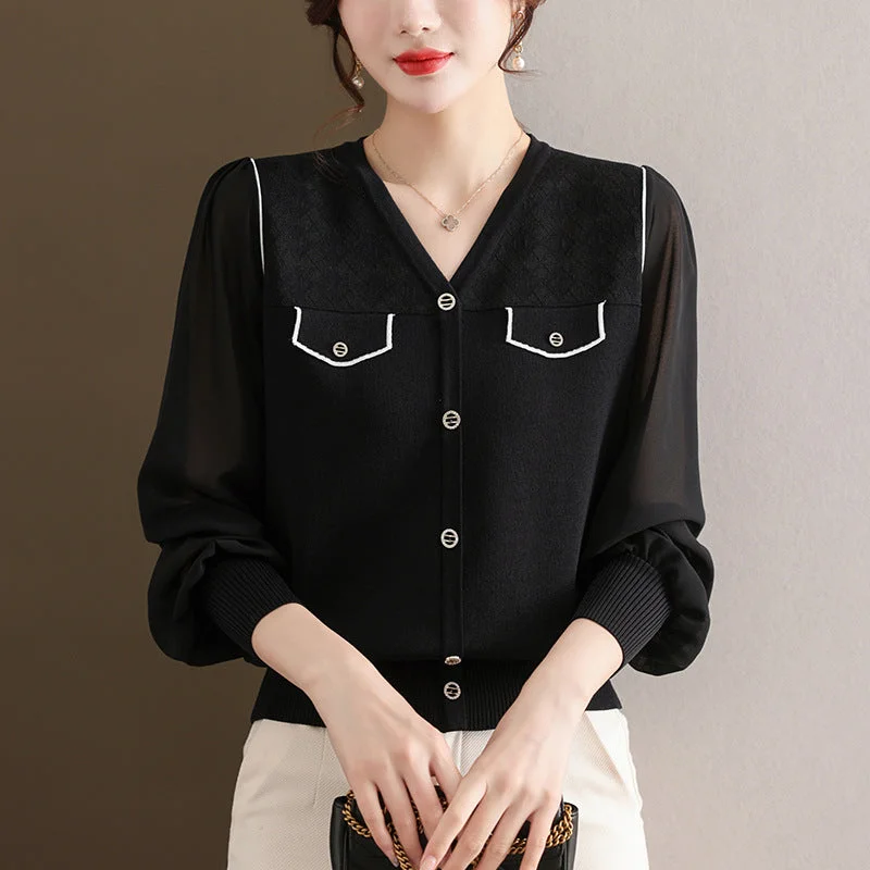 NiDELL . T-shirt Ice Silk Sweater Women's Mid-Sleeve Autumn Fashionable Small Shirt Loose Large Size Mom's Clothing Temperament Top Welt Pockets Slit Pockets NiDELL . T-shirt Ice Silk Sweater Women's Mid-Sleeve Autumn Fashionable Small Shirt Loose Large Size Mom's Clothing Temperament Top Welt Pockets Slit Pockets