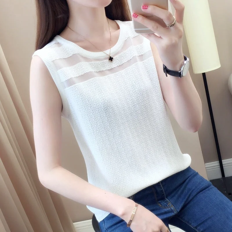 NiDELL Vest Women's Summer Fashionable Sleeveless White Shirt T-shirt Bottoming Suit Inner Wear Lace Ice Silk Sweater Lace Blend Ribbed Blend Corduroy Blend NiDELL Vest Women's Summer Fashionable Sleeveless White Shirt T-shirt Bottoming Suit Inner Wear Lace Ice Silk Sweater Lace Blend Ribbed Blend Corduroy Blend
