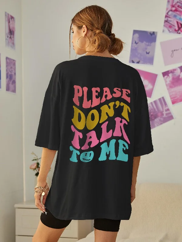 Oversized Slogan Black Tee Polka Dot Checkered Tartan
