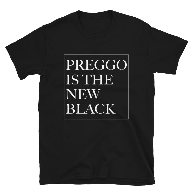 Preggo Is The New Black™ T-Shirt Notch Collar Peter Pan Collar Cowl Neck