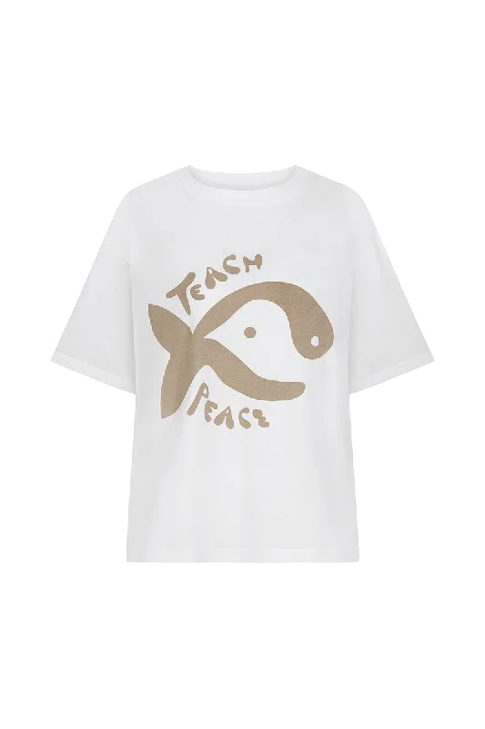 TEACH PEACE TEE - CREAM Chenille Brocade Lace