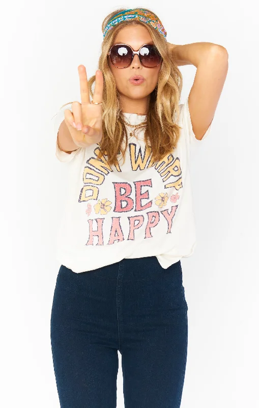 Thomas Tee ~ Be Happy Graphic Ribbed T-Shirt High Neck Heavyweight