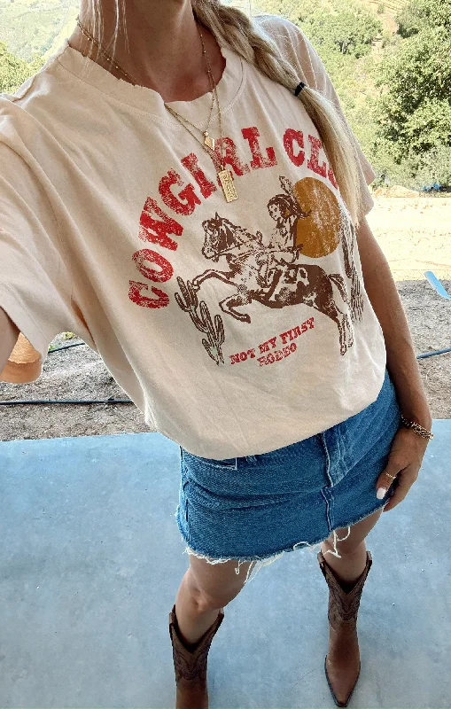 Travis Tee ~ Distressed Cowgirl Graphic Iron Safe Non-Iron Wrinkle Free