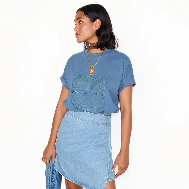 Washed Blue NFD T-Shirt Rayon Fabric Velvet Fabric Corduroy Fabric