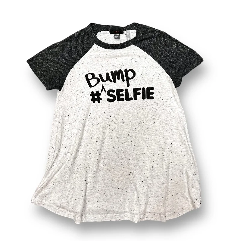 Ladies Size XS Gray Bump Selfie Maternity Tee Denim Fabric Leather Fabric Suede Fabric Ladies Size XS Gray Bump Selfie Maternity Tee Denim Fabric Leather Fabric Suede Fabric