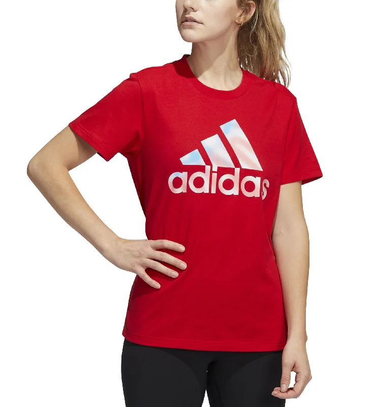 Adidas Womens Americana Logo T-Shirt Fleece Fabric Down Fabric Feather Fabric