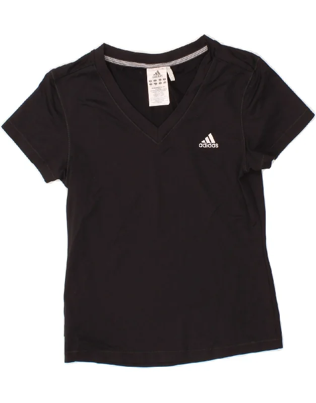 ADIDAS Womens Clima 365 T-Shirt Top UK 12 Medium Black Nylon Front Pockets Side Pockets Patch Pockets