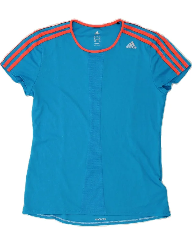 ADIDAS Womens Climalite T-Shirt Top UK 12/14 Medium Blue Polyester Oversized T-Shirt Spandex breathable