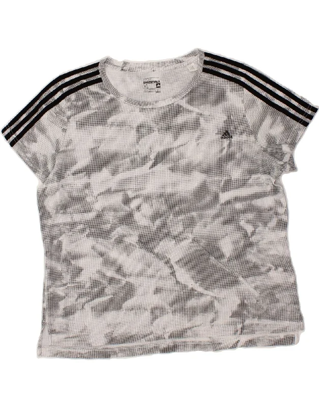ADIDAS Womens Climalite T-Shirt Top UK 20/22 XL Grey Tie Dye Polyester Collared Crew Neck Turtle Neck