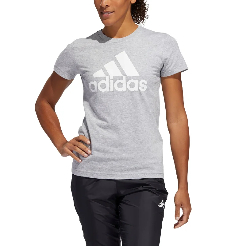 Adidas Womens Cotton Badge Of Sport T-Shirt Denim Fabric Leather Fabric Suede Fabric