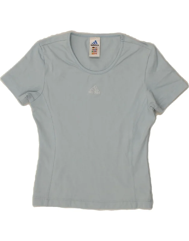 ADIDAS Womens Crop T-Shirt Top UK 8 Small Blue Polyester Thin T-Shirt Open Front Quick Dry