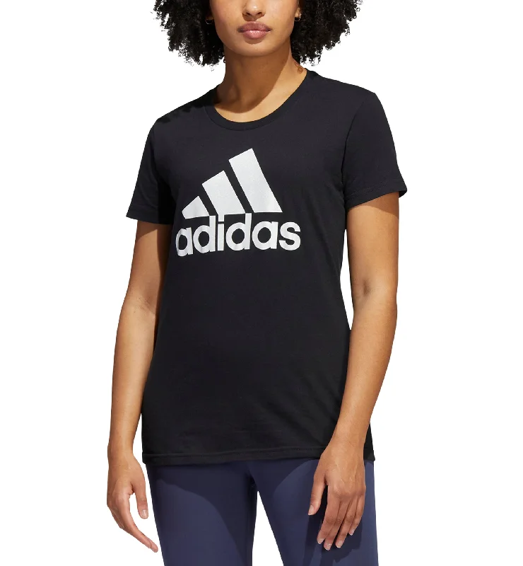 Adidas Womens Metallic Cotton Logo T-Shirt Layered Multi-layer Single Layer